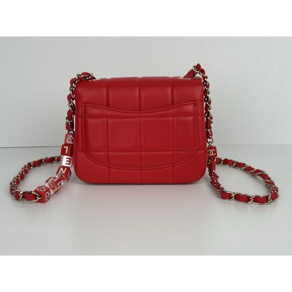 Chanel Lambskin Resin Crystal Square Quilted Monacoco Mini Flap Red C-6 - Picture 4 of 16